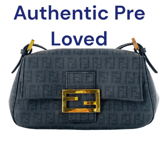 FENDI Zucchino FF Spalmati Mini Mama Forever Baguette Vintage Handbag - Picture 2 of 12